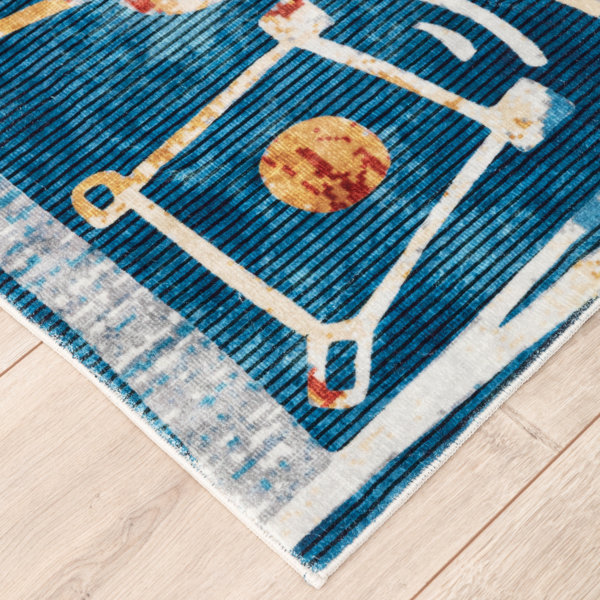 Katie Merz Sportsglyphs Denim Blue Baseball Area Rug Wayfair
